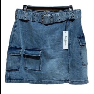 Juicy Couture Blue Denim Cargo Mini Skirt Size 31 NWT